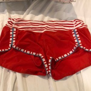 Red athletic shorts lululemon